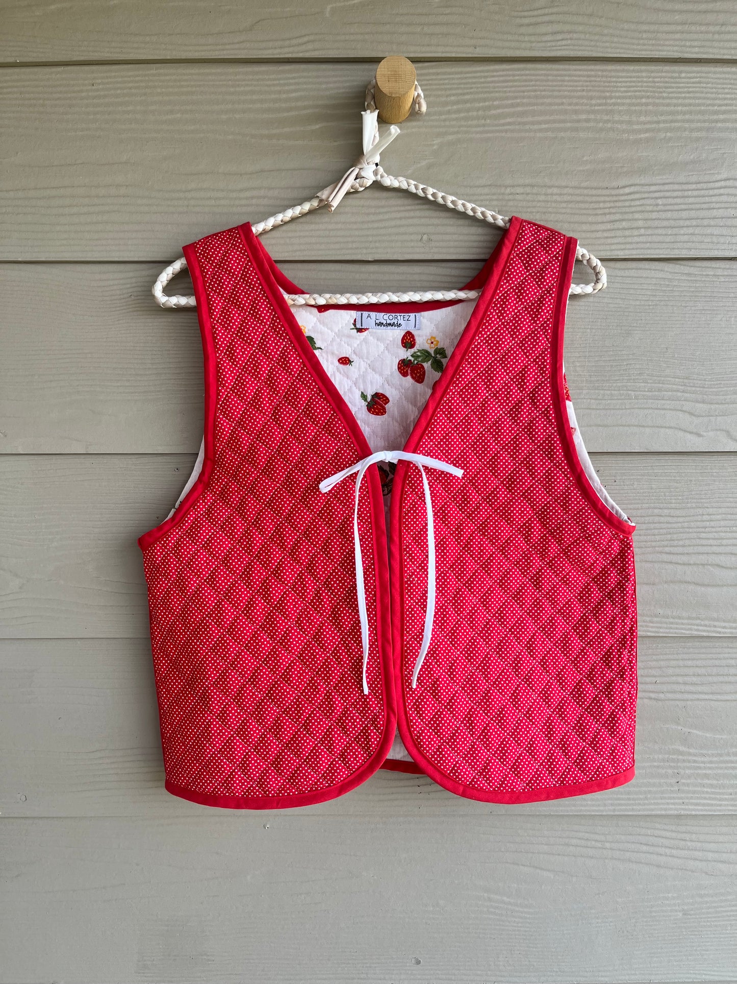 Strawberry Fields Reversible Quilted Vest | XS