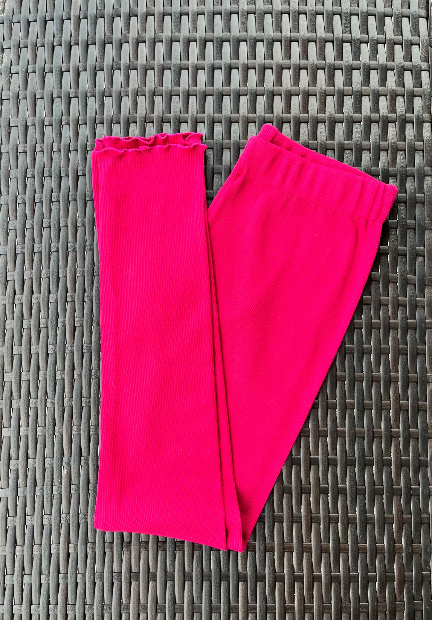 Girls Ribbed Leggings | Dark Pink | 8