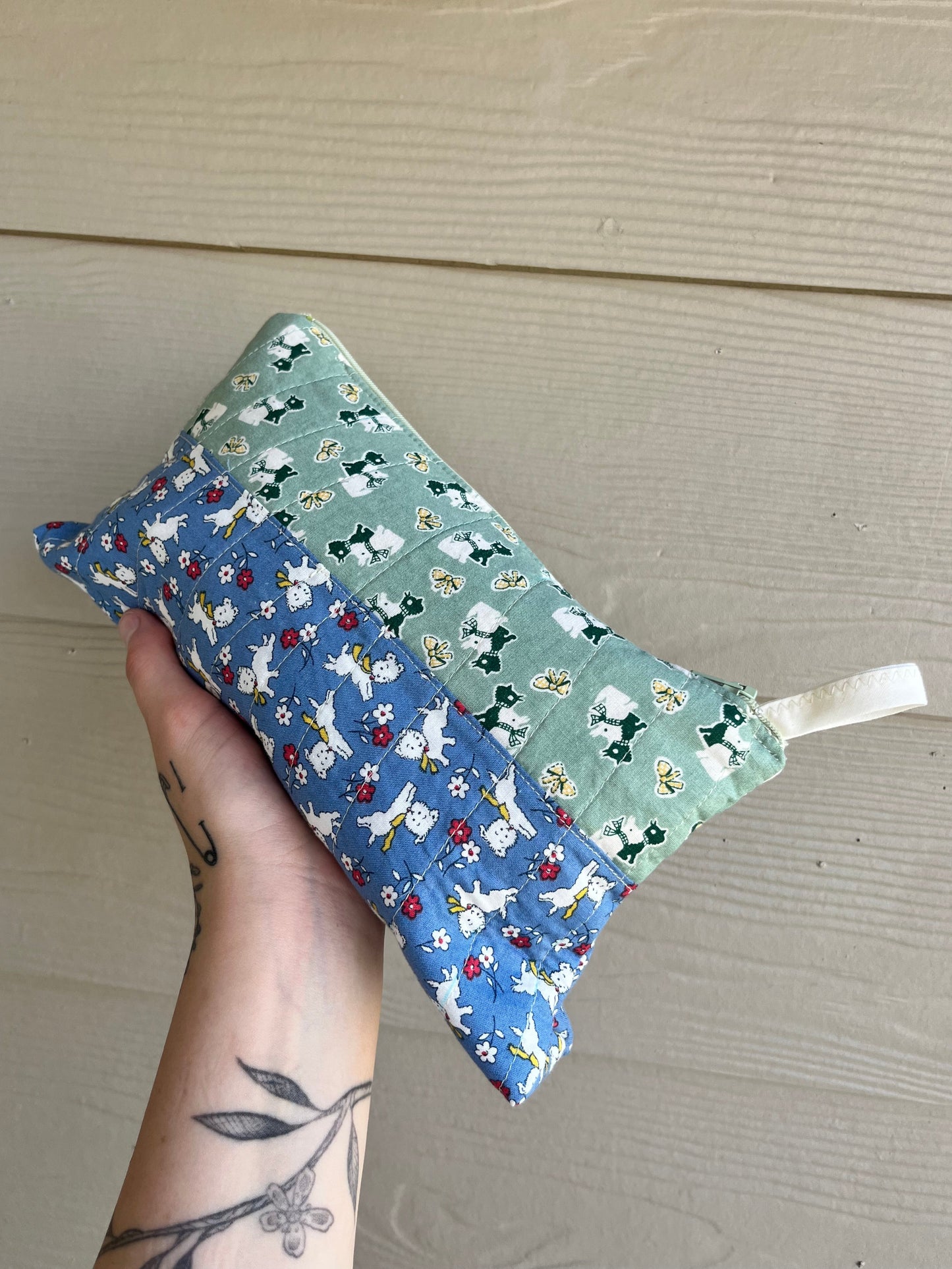 Scottie Dog Quilted Zipper Pouch