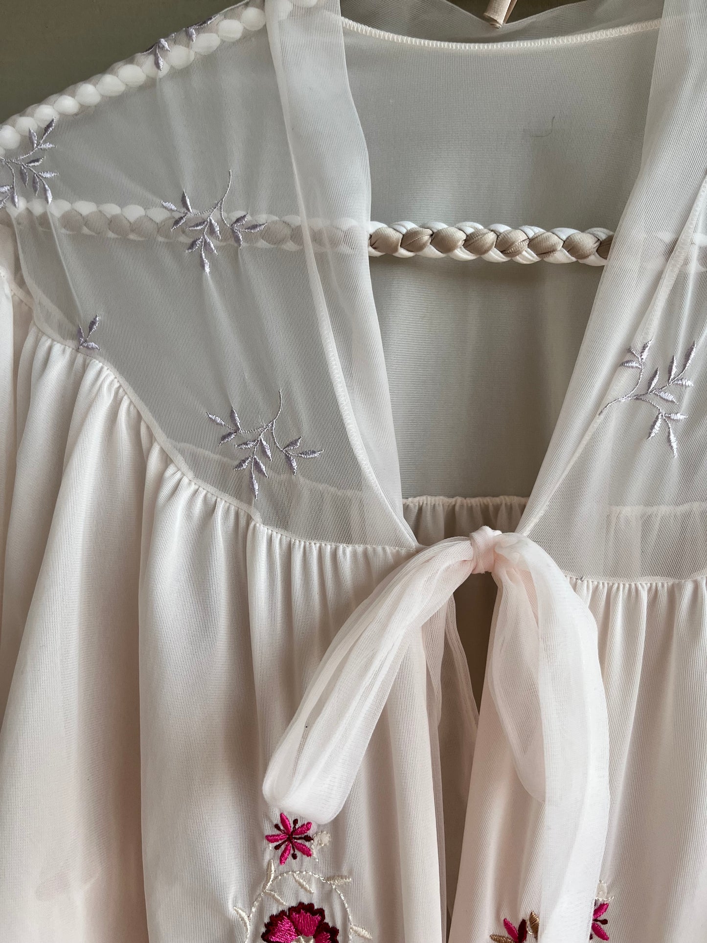 Vintage Tie-Front Blouse Embroidered by A. L. Cortez| M/L