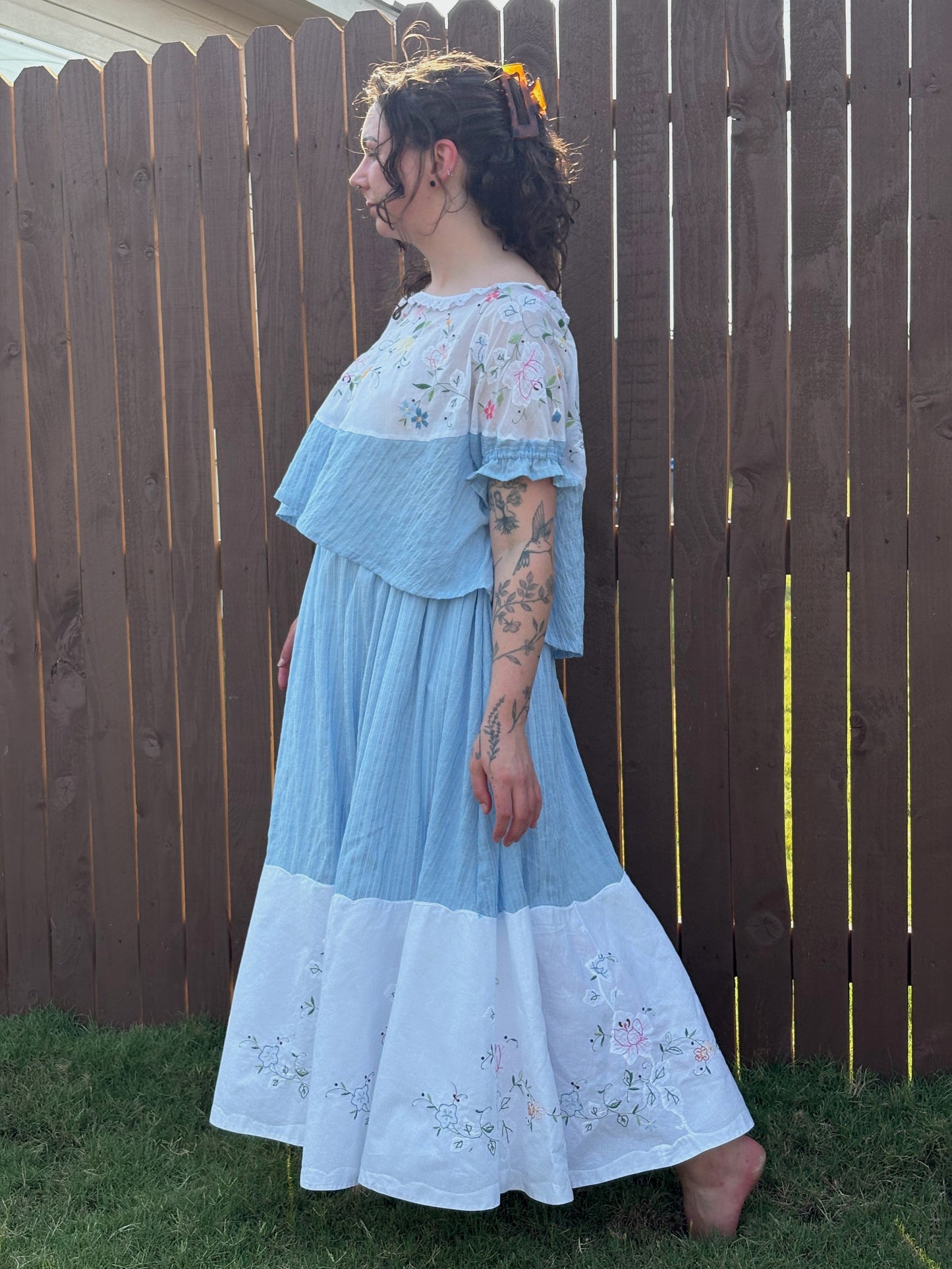 Upcycled Tablecloth Twirly Skirt | M/L