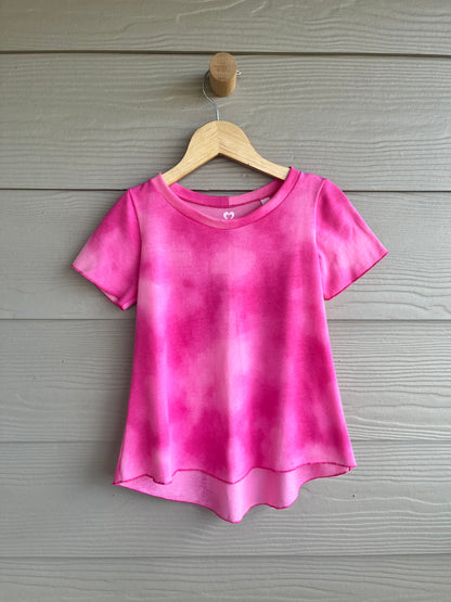 Girls Hi-Lo Swing Tee | Pink Tie Dye