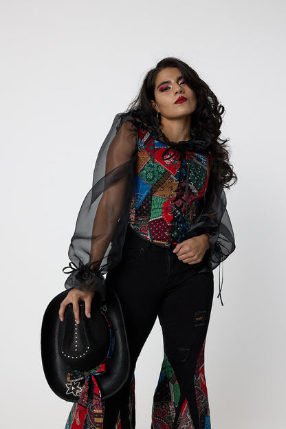 Organza Balloon Sleeve Blouse | Made To Order