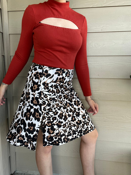 The Tally Cheetah Wrap Skirt | M