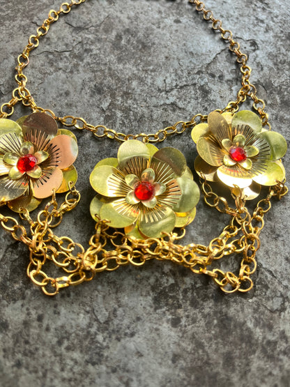 Golden Sunflower Bib Necklace