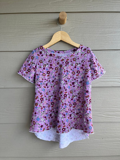 Girls Hi-Lo Swing Tee | Purple Floral | 4T