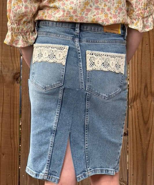 Upcycled Denim Skirt | M/8