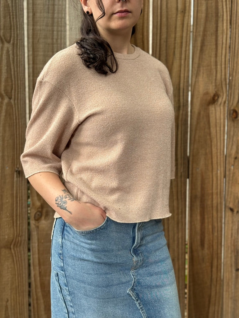 Unisex Boxy Sweater Tee | Warm Brown S