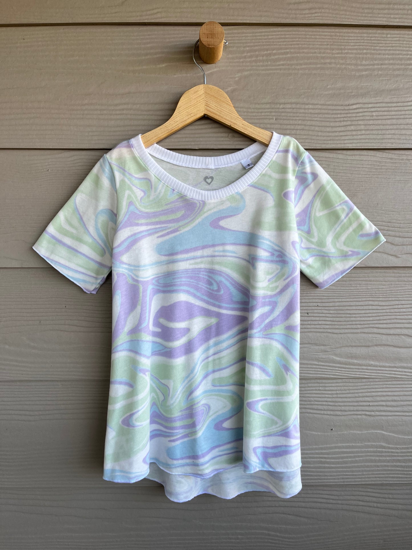 Girls Hi-Lo Swing Tee | Purple/Green Marble