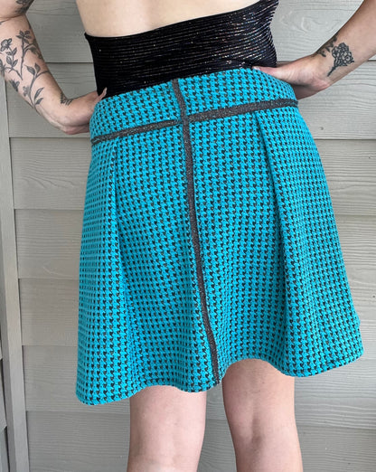 The Brea Pleated Houndstooth Skirt | L