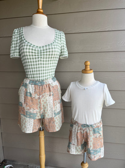 Girls Cotton Patchwork Shorts