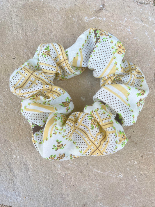 Yellow Picnic Quilt Scrunchie