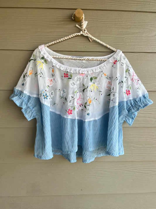 Upcycled Tablecloth Billow Blouse | M/L