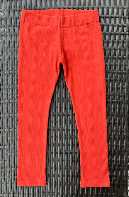 Girls Stretchy Rib Leggings | Burnt Orange | 5