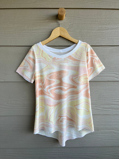 Girls Hi-Lo Swing Tee | Orange Marble