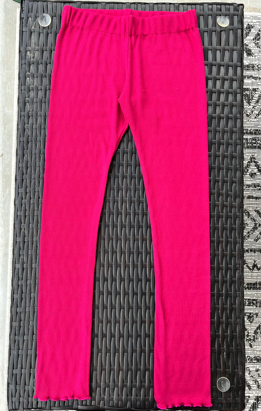 Girls Ribbed Leggings | Dark Pink | 8