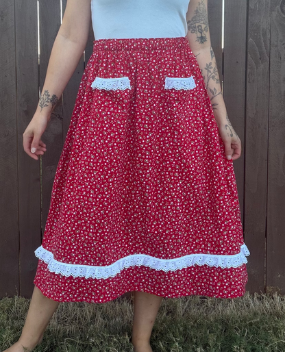 Upcycled Lace-Trimmed Skirt| L