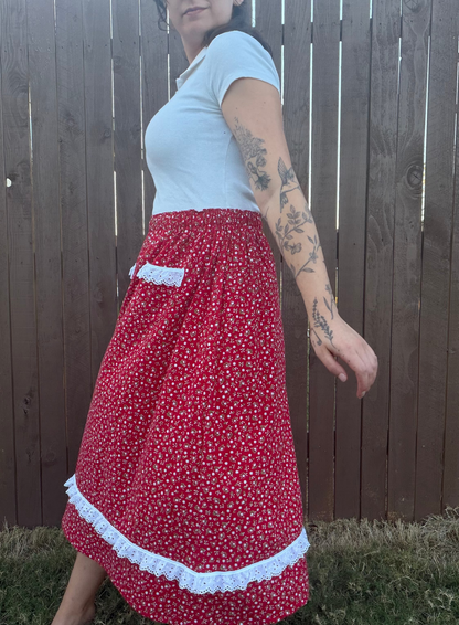 Upcycled Lace-Trimmed Skirt| L