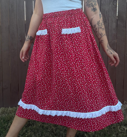 Upcycled Lace-Trimmed Skirt| L