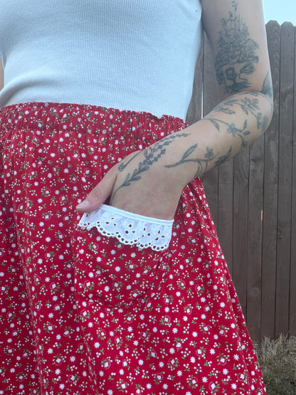 Upcycled Lace-Trimmed Skirt| L
