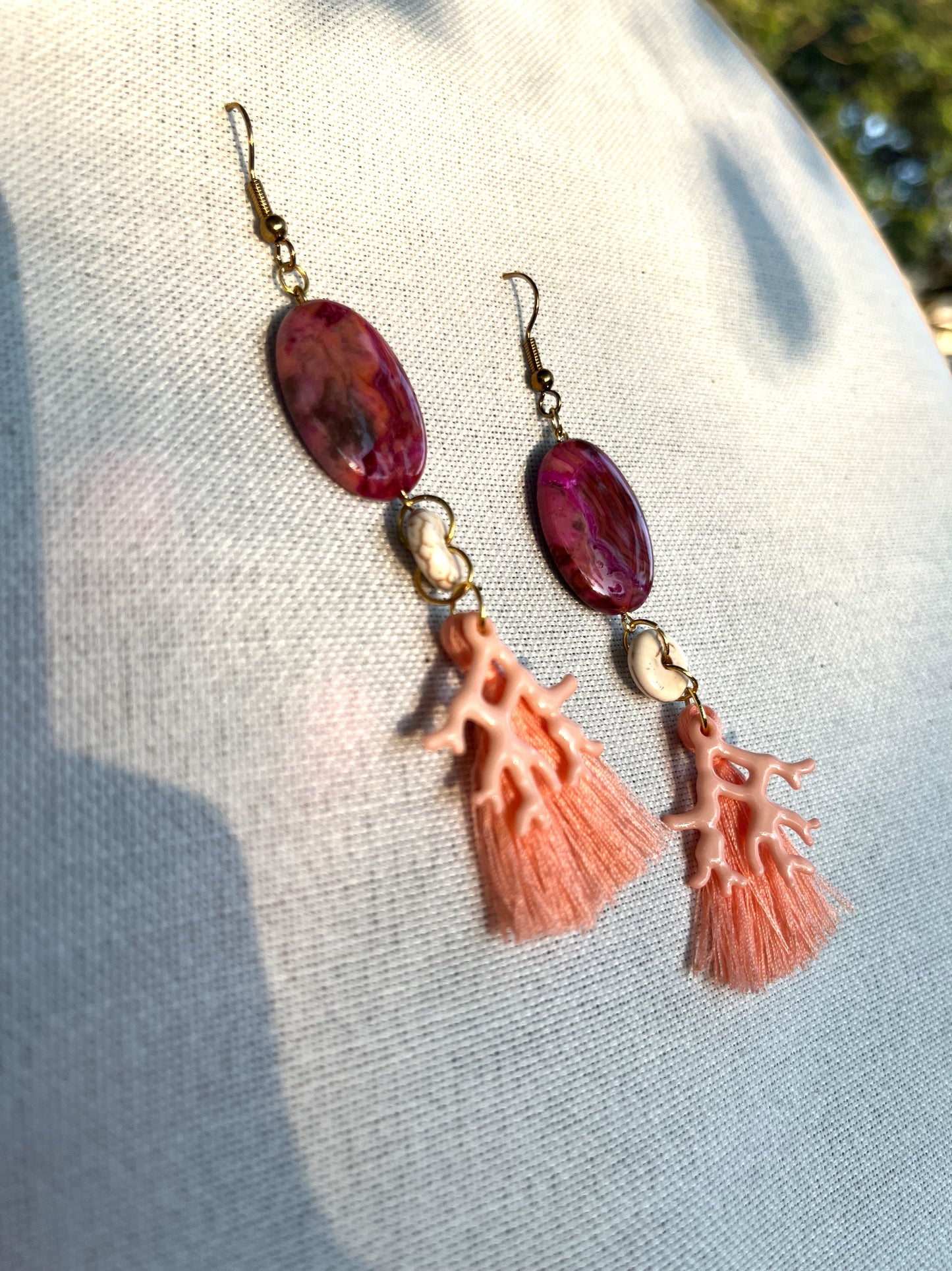 Coastal Cowgirl Stone Earrings | Coral/Fuchsia