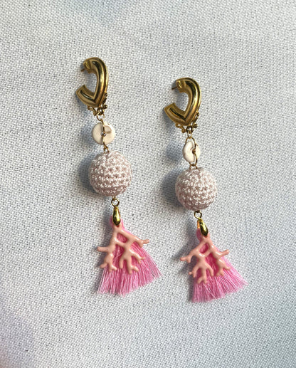 Coastal Cowgirl Crochet Coral Earrings