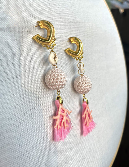 Coastal Cowgirl Crochet Coral Earrings