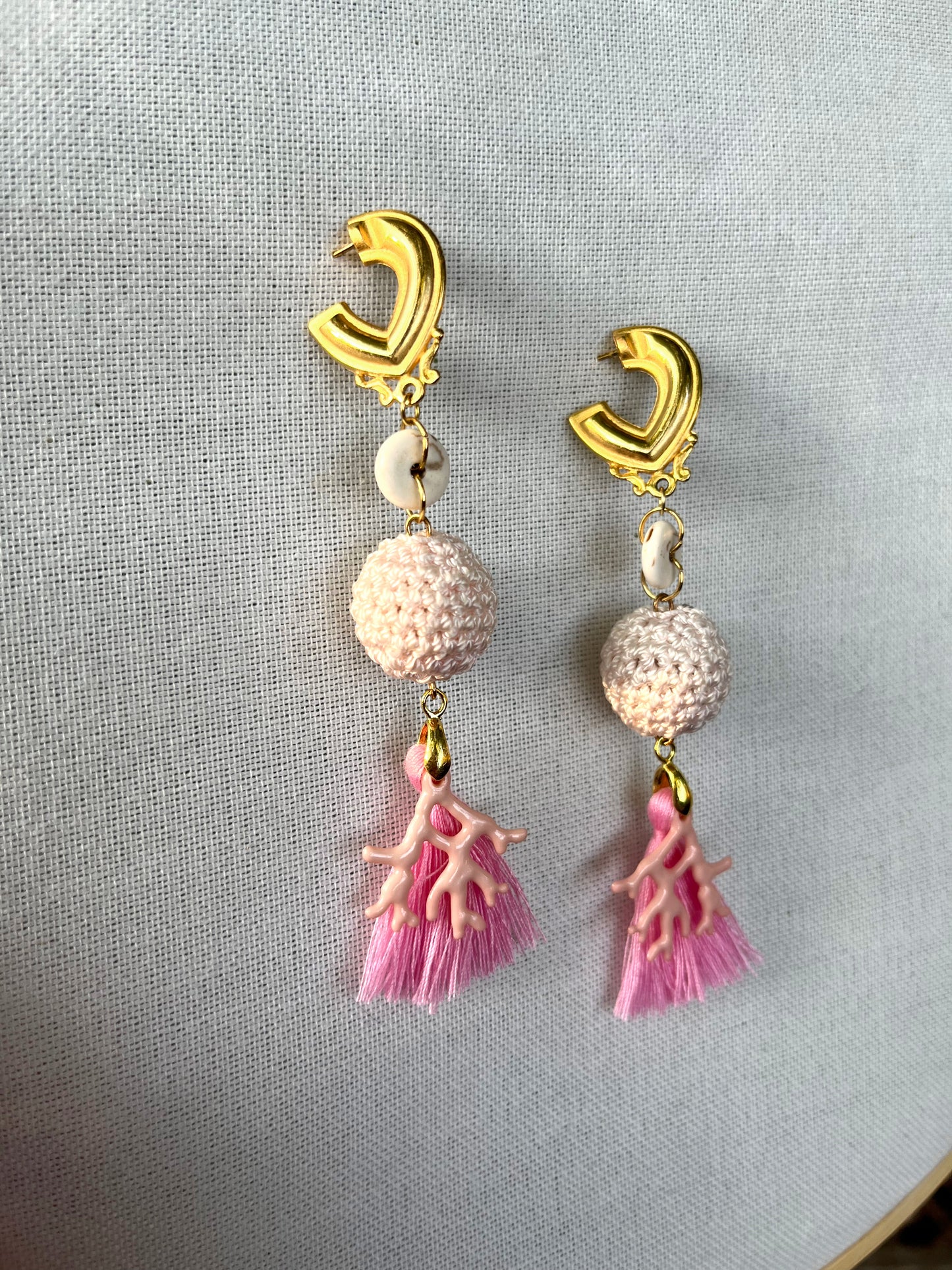 Coastal Cowgirl Crochet Coral Earrings