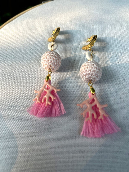 Coastal Cowgirl Crochet Coral Earrings