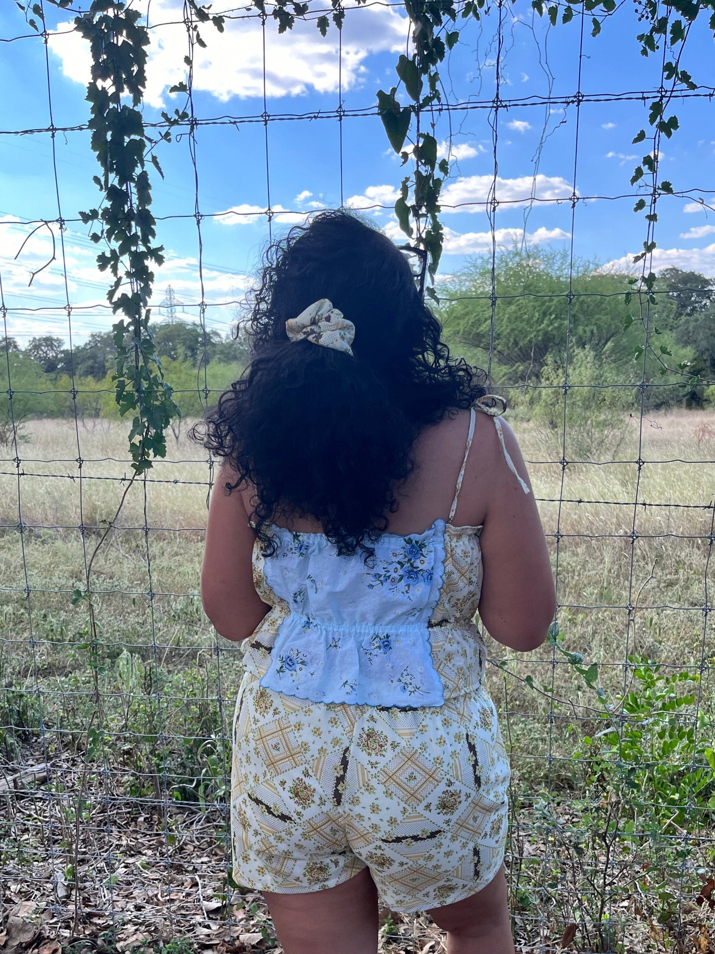 Yellow Picnic Quilt Scrunchie