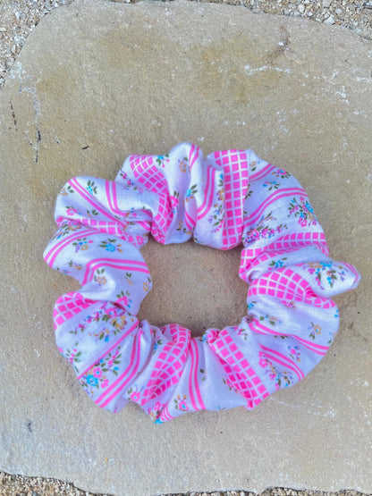 Floral Pink Quilt Scrunchie